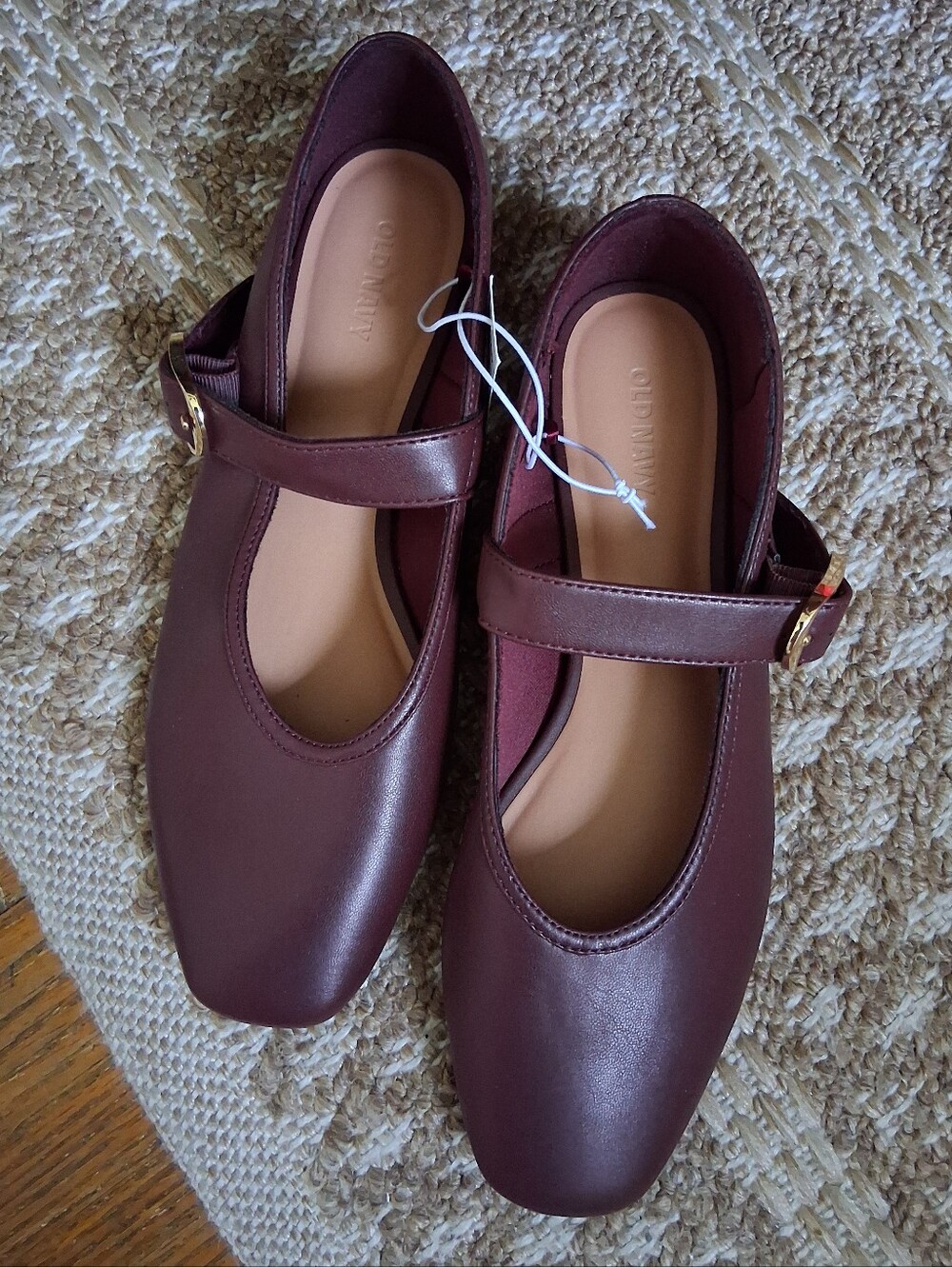 Old Navy Burgundy Red Ballerina Flats With Gold Hardware